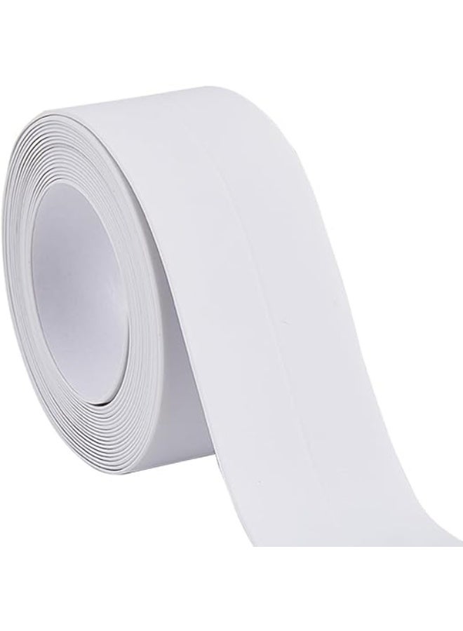 شريط سيليكون ذاتي اللصق المقاوم للماء 3.2 قدم أبيض قابل للتقشير واللصق لمشاريع الحمام، بلاط الأرضيات، ورق الجدران، المرحاض، حوض الاستحمام، جدار الدش، حواف الجدران، سهل وسريع التركيب، مناسب للمستأجرين - Image 1